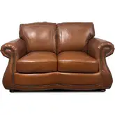 9055 Loveseat in Brandy Brown with Alligator Pattern Top Grain Leather
